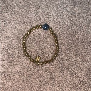 Rustic Cuff Gold bead with sapphire bead.